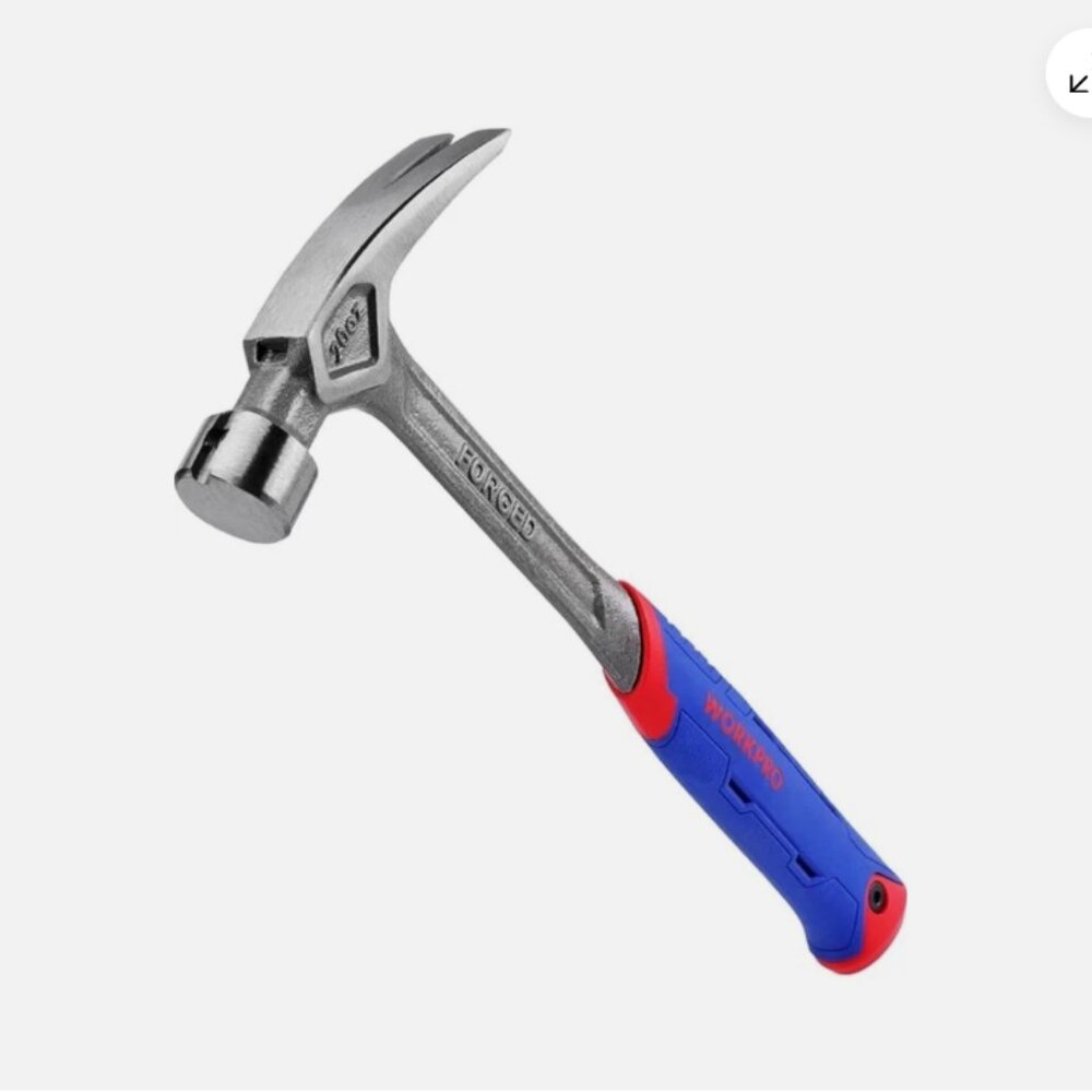 WORKPRO Hammer 20-Oz Air Cushion-One-Piece Forged Anti-Shock Grip Red & Blue NEW